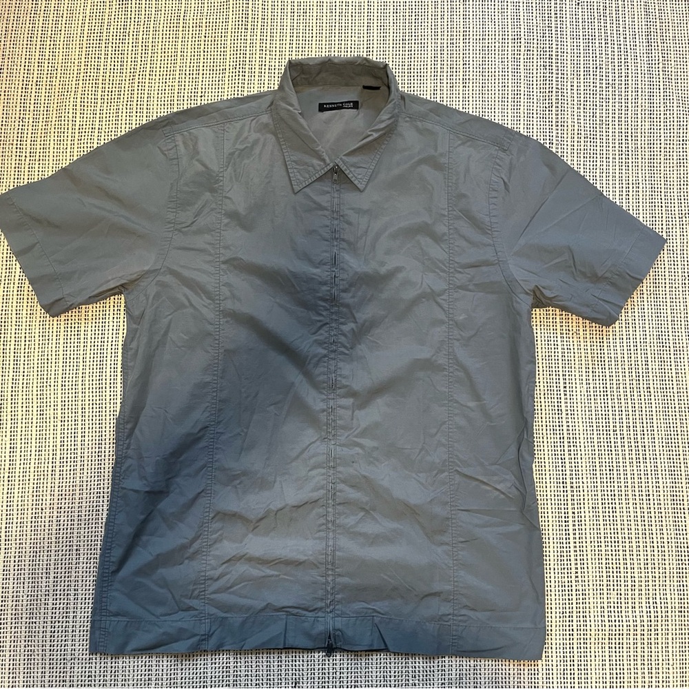 Kenneth Cole Men's Casual Gray Shirt with Zip XL